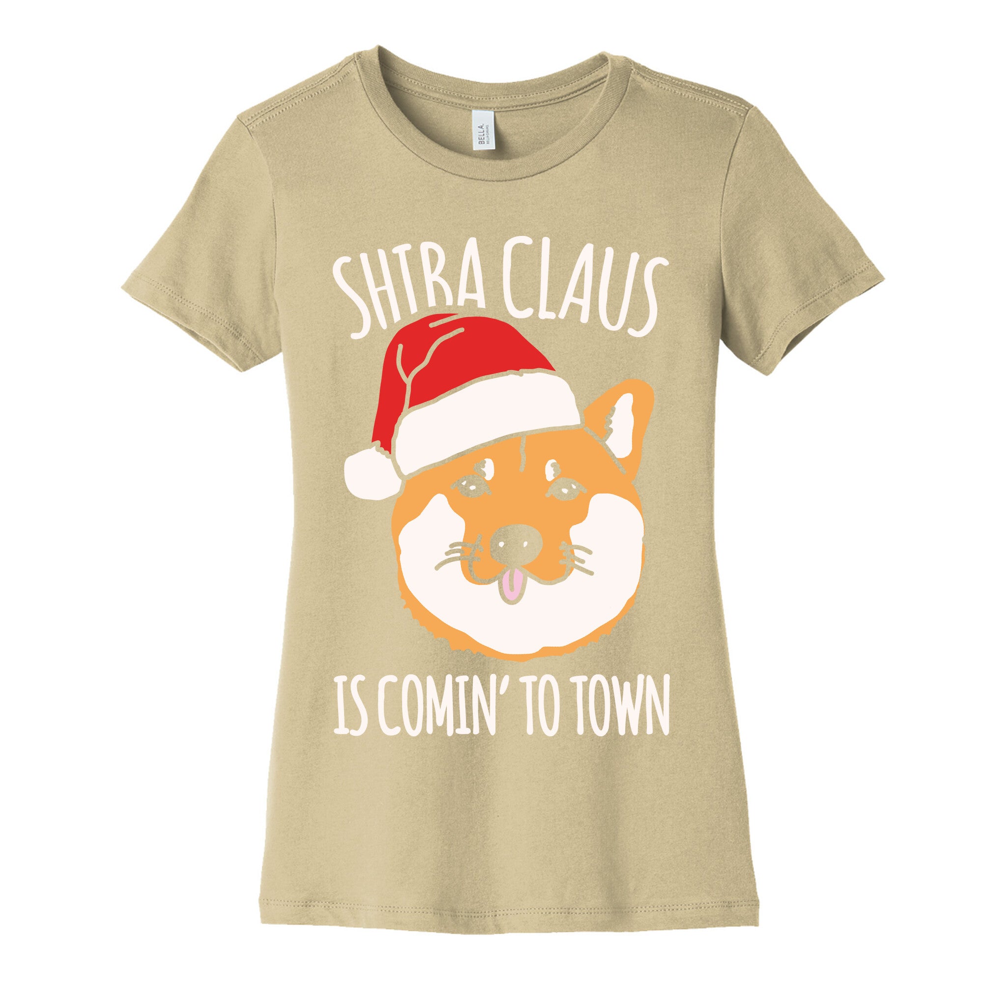 Shiba Claus Is Comin' To Town White Print Women's Cotton Tee